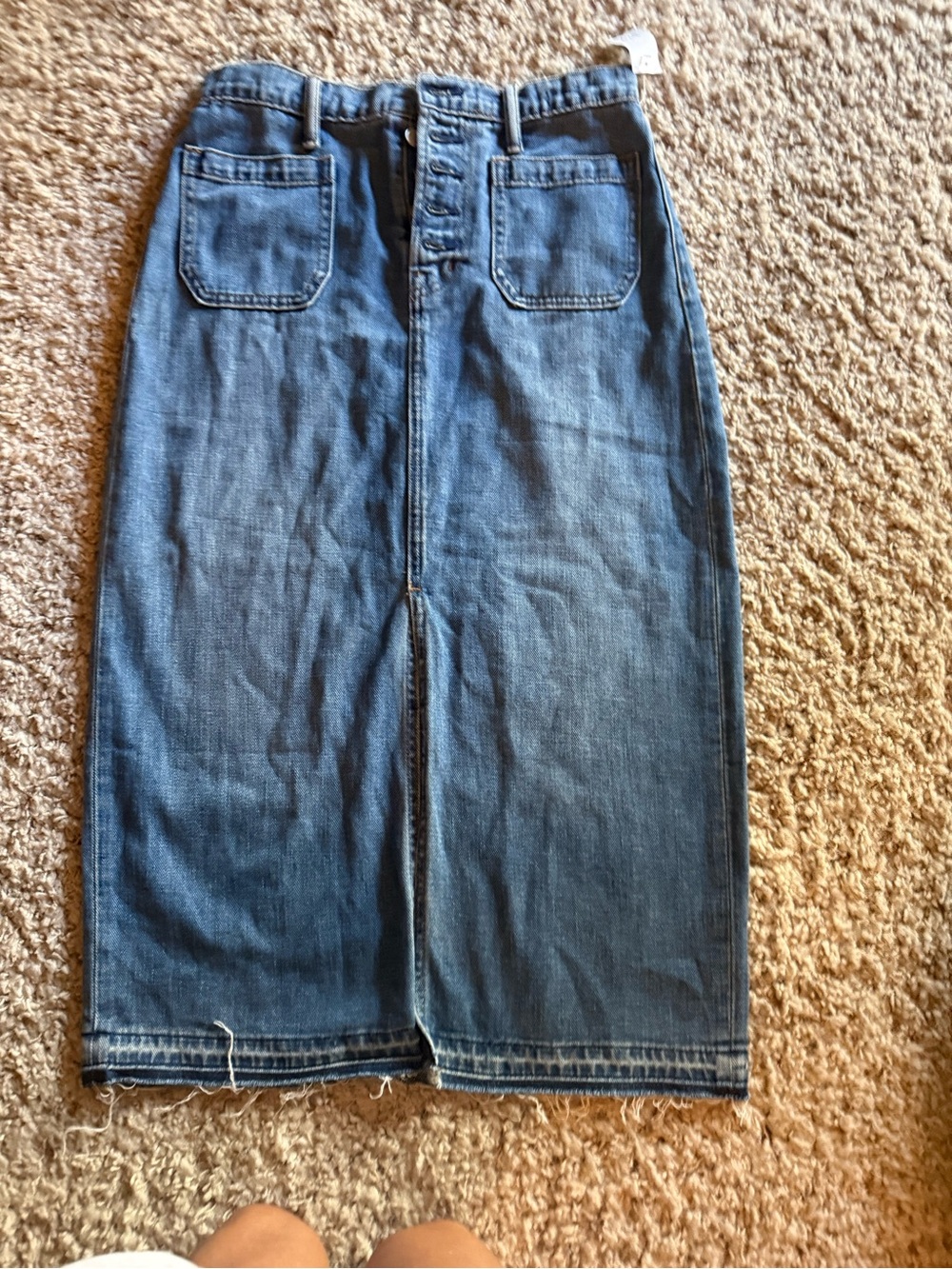 GAP Dark Blue Denim Button-Front Midi Skirt NWT